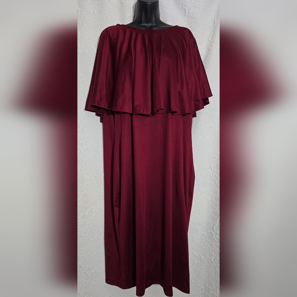 Shein Curve Women’s Plus Size 4XL  (20) Burgundy Wine Dress New